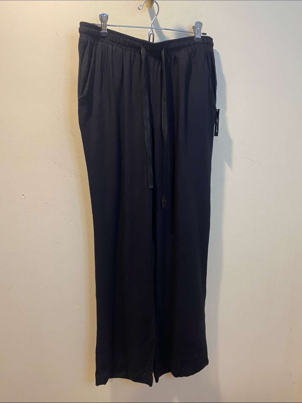 Lord & Taylor Black Wide-Leg Drawstring Lounge Pants Sz S NWT